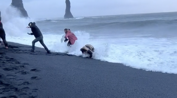 Tourists in Iceland show how dangerous "sneaker waves" can be