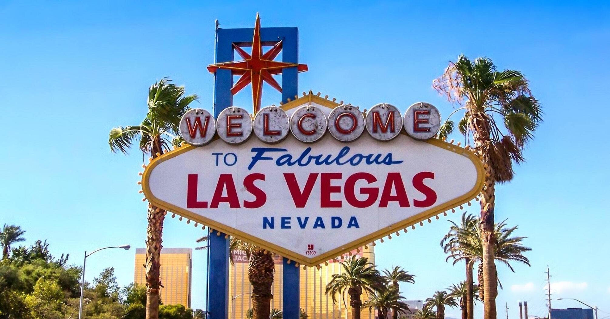 Best tourist attractions in Las Vegas, USA. Popular places for recreation and entertainment, illuminated by the bright lights of the city