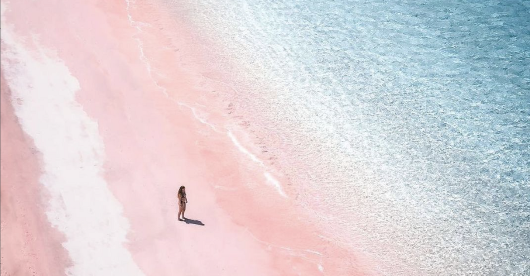 Pink beaches are the best place for a photo shoot