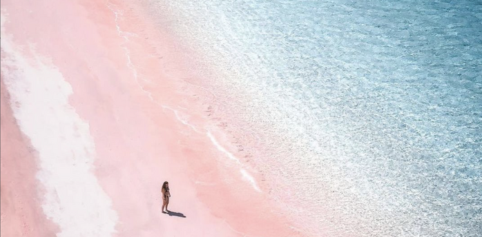 Pink beaches are the best place for a photo shoot