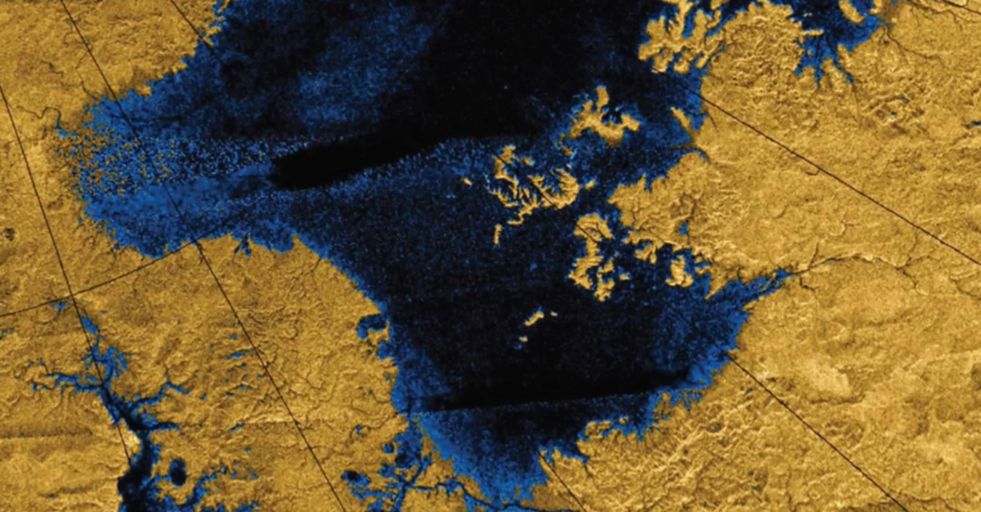 Images from the Cassini mission show river networks flowing into lakes in Titan's north polar region