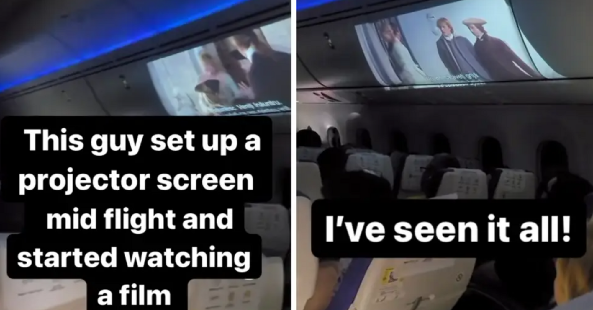A passenger arranged a movie session on the plane
