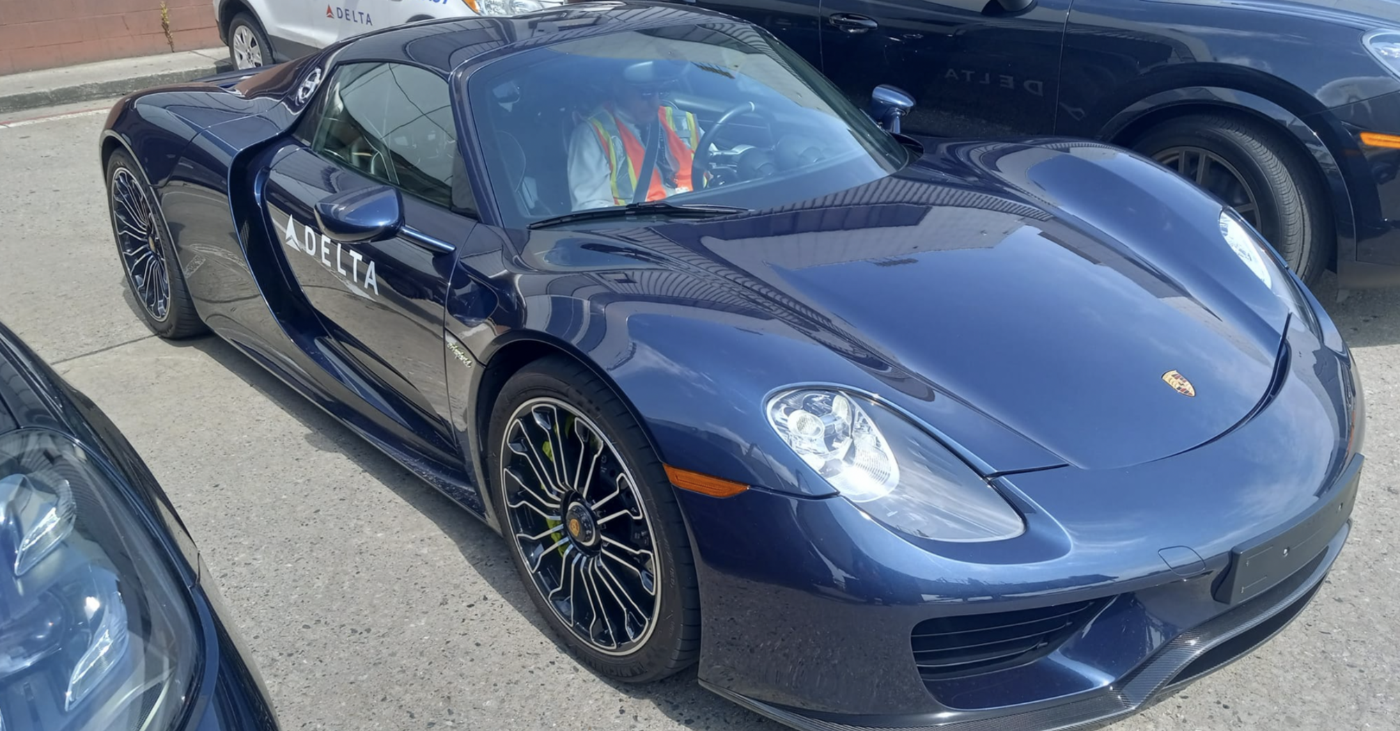 Delta Airlines took selected passengers for a ride in a Porsche 918 Spyder hypercar. Photo