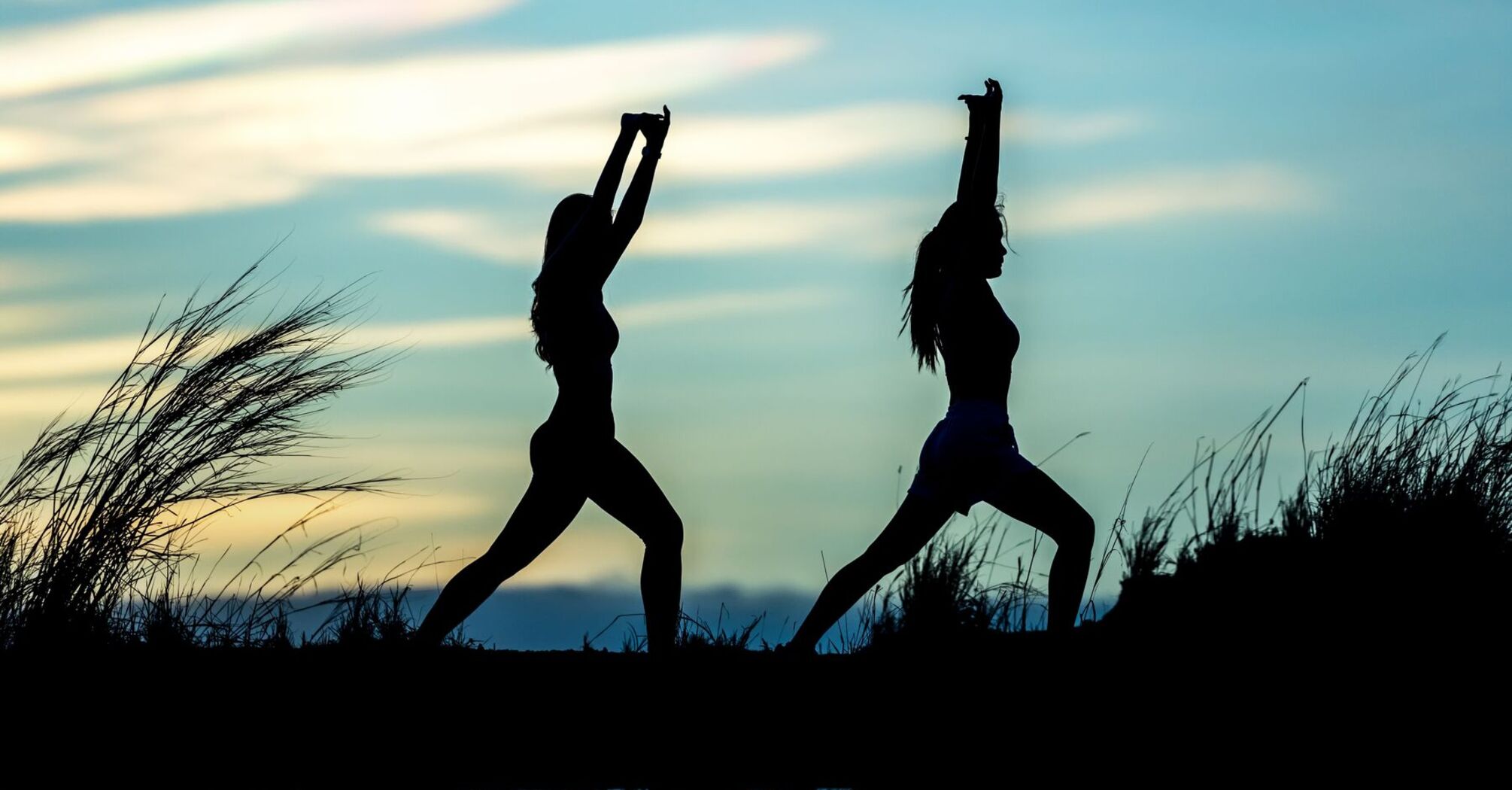 Women yoga silhouettes
