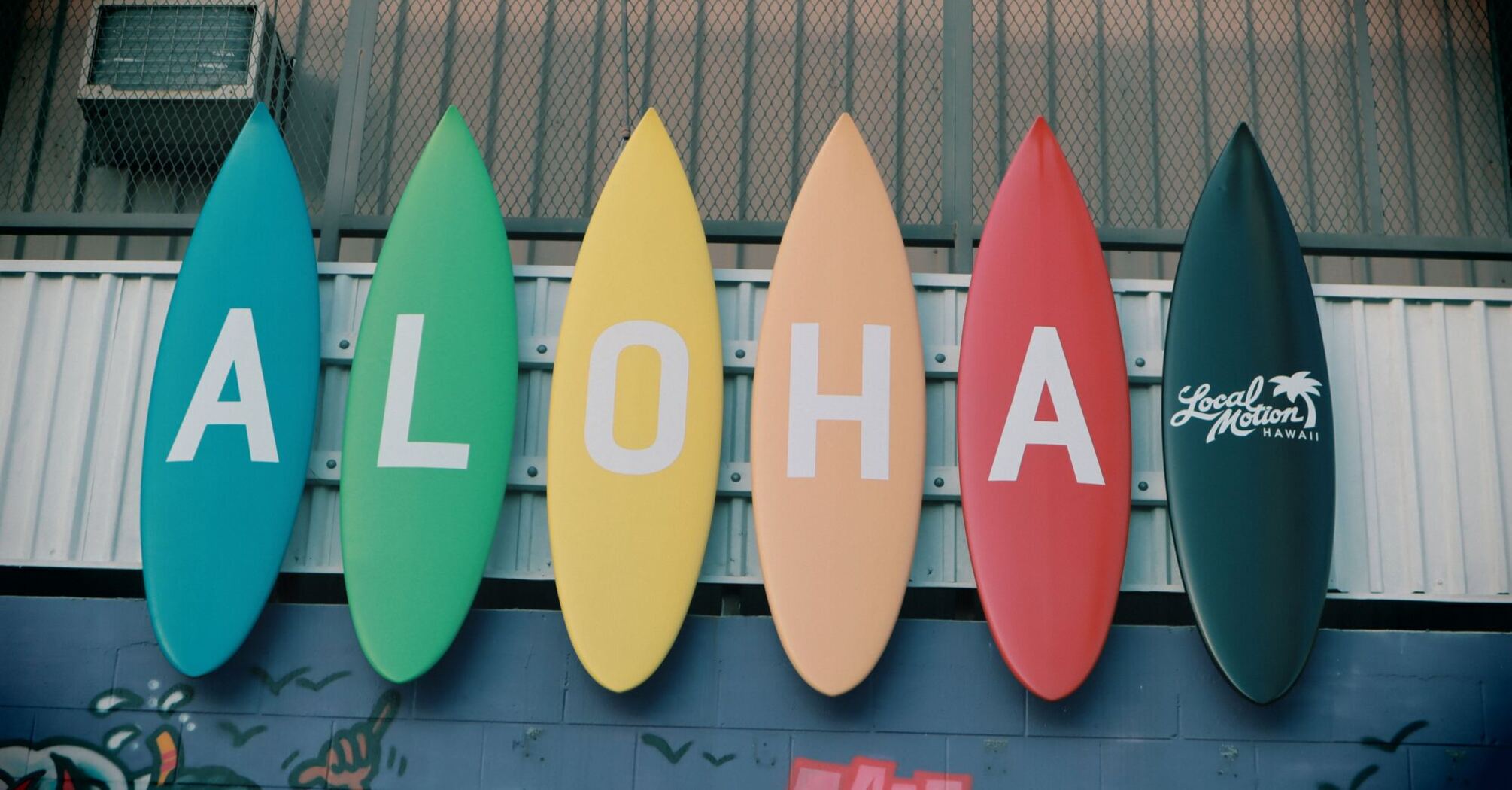 Surfboards with aloha letters