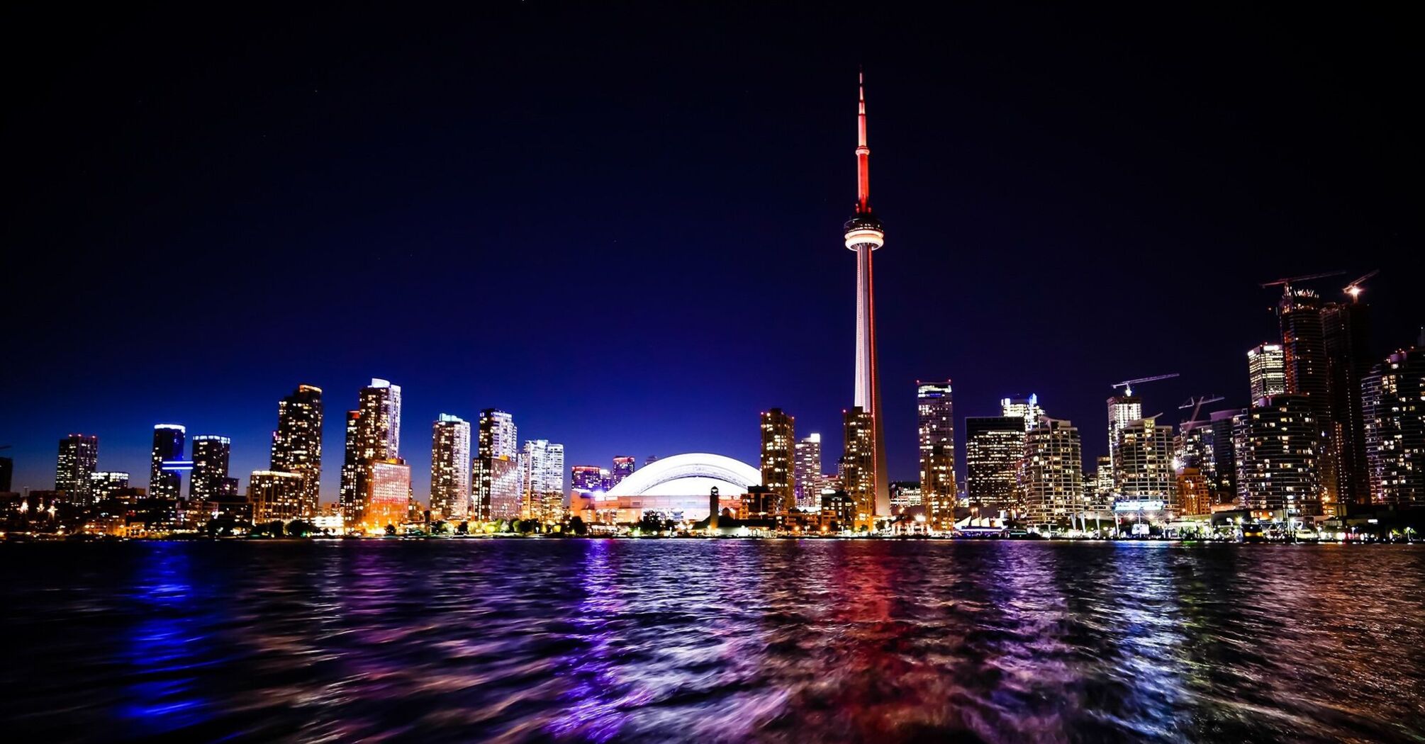 Toronto night city,  CN Tower Cityscape