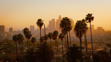 Los Angeles skyline at sunset