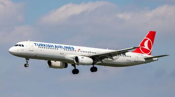 Turkish Airlines airplane in flight