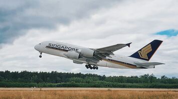 A380 of Singapore Airlines leaving to Singapore