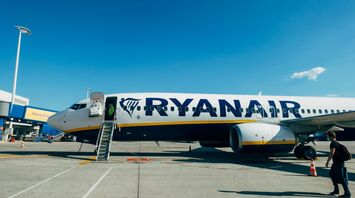 Ryanair airline plane standing on the runway