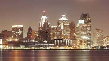 View of the city of Detroit at night