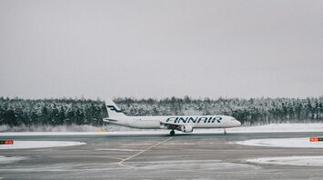 Finnair plane at the Helsinki Airport