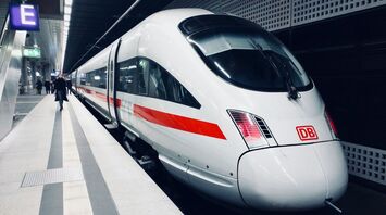 Modern high-speed train at a European station platform