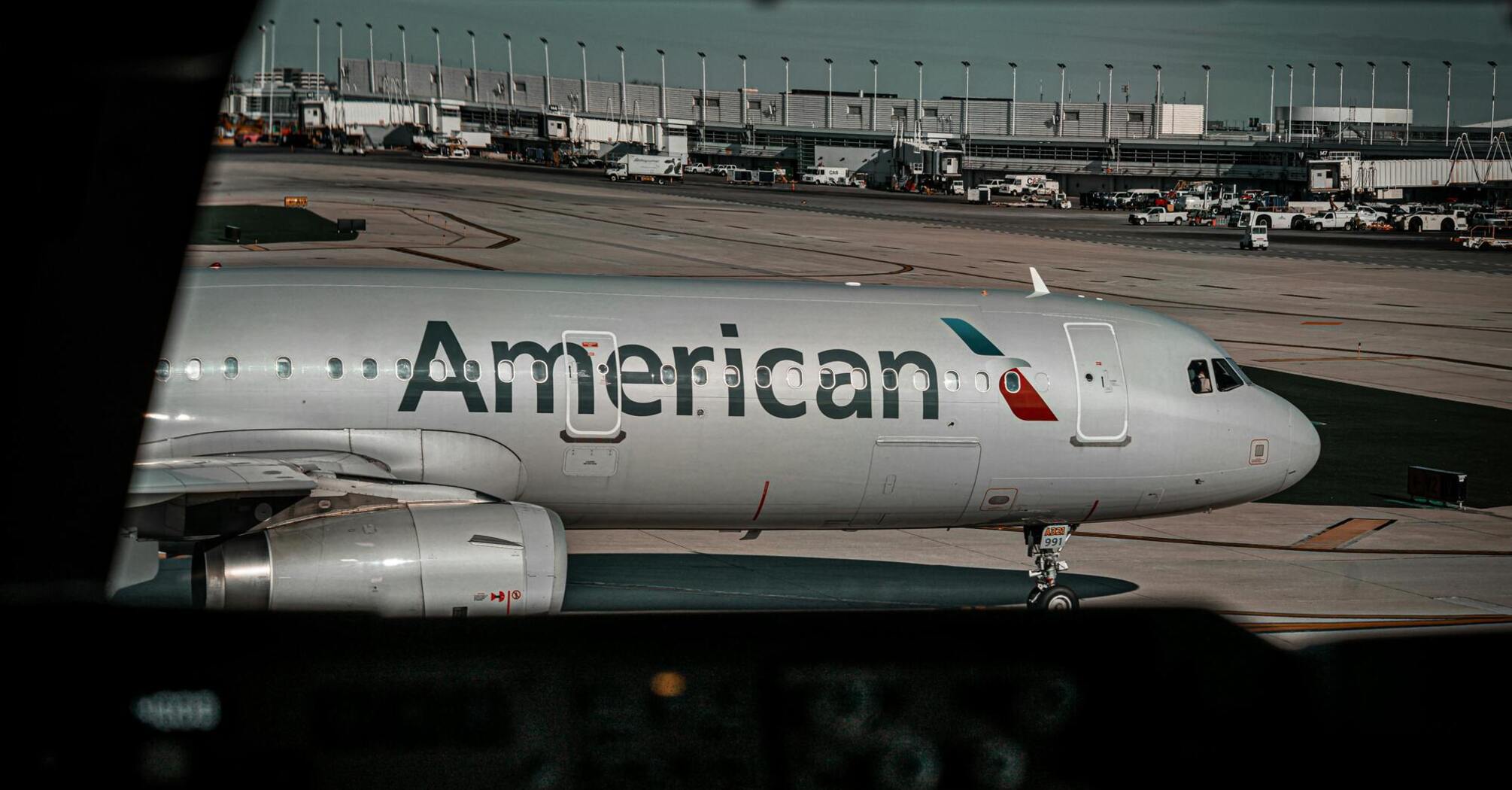 American Airlines aircraft taxiing at the airport