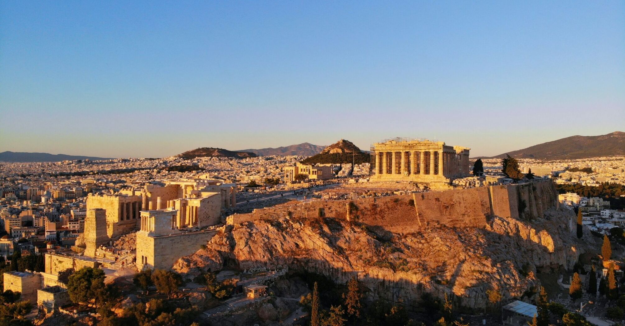 The Parthenon of Athens, as seen from above.