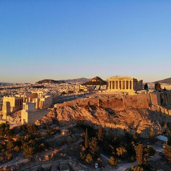 The Parthenon of Athens, as seen from above.