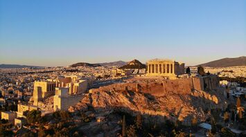 The Parthenon of Athens, as seen from above.