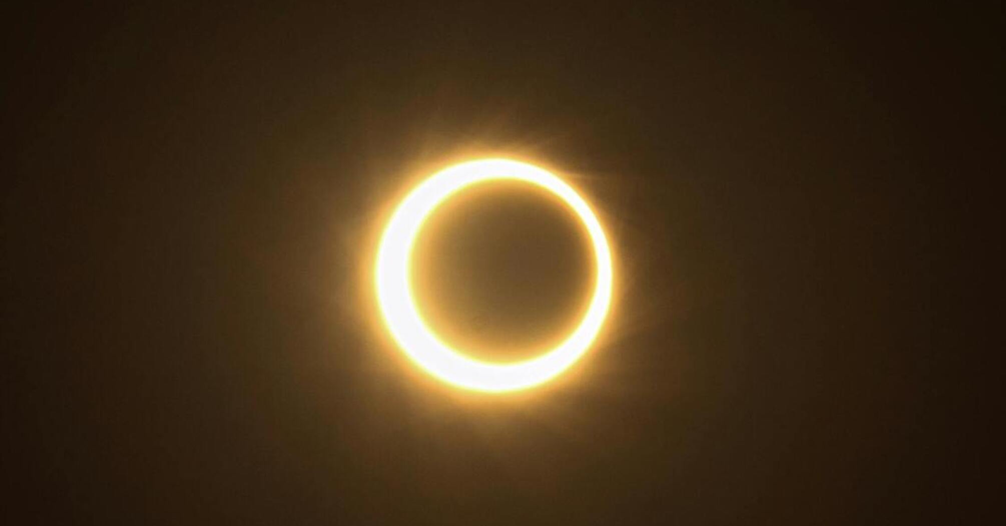 Annular solar eclipse with visible ring of fire