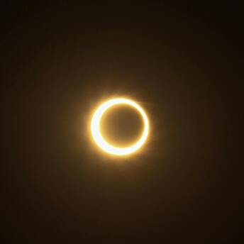 Annular solar eclipse with visible ring of fire