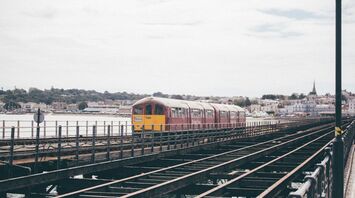 A rail bridge connecting Isle of Wight to the mainland, spanning over water
