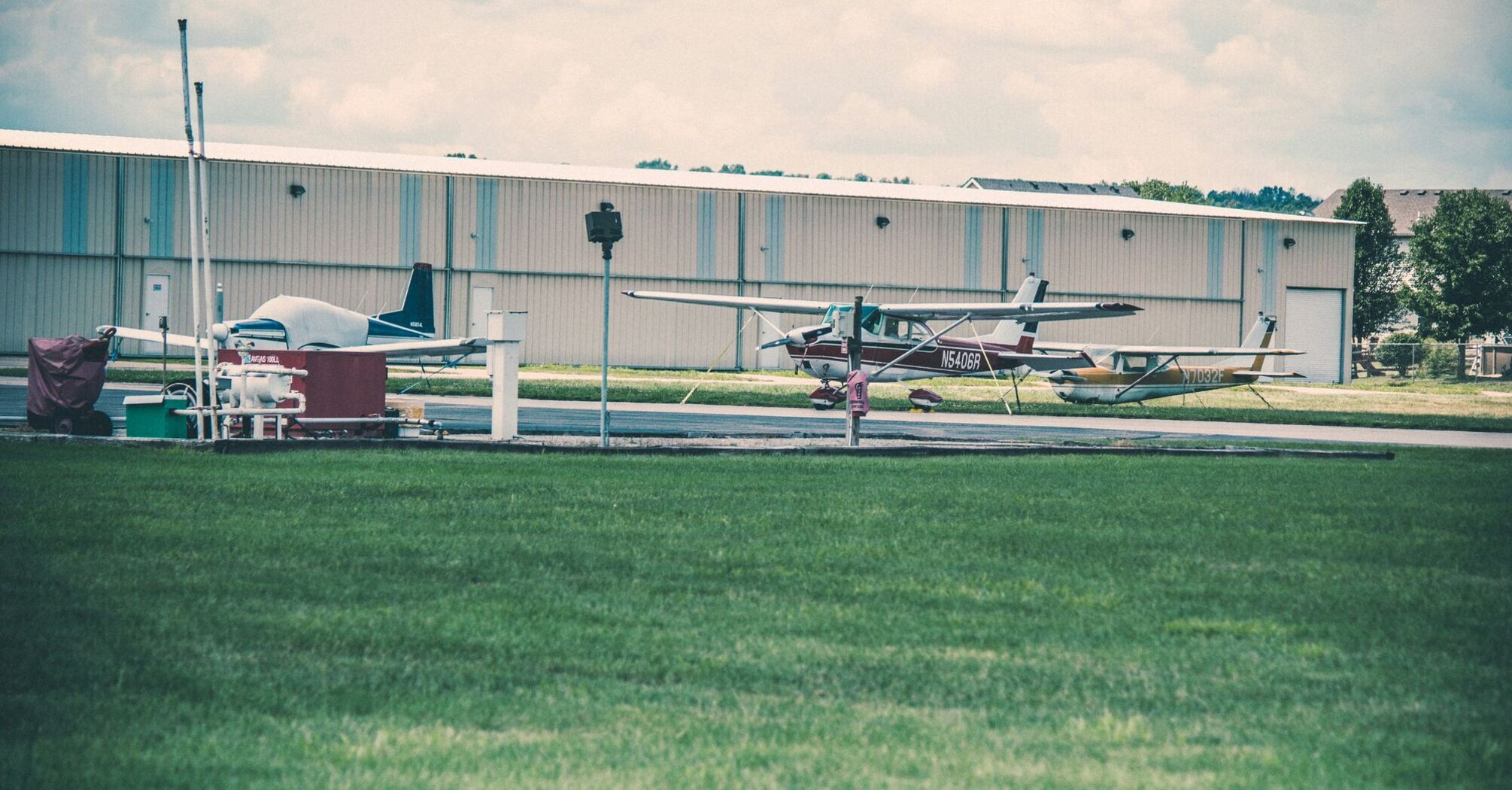 Planes at a small airport.