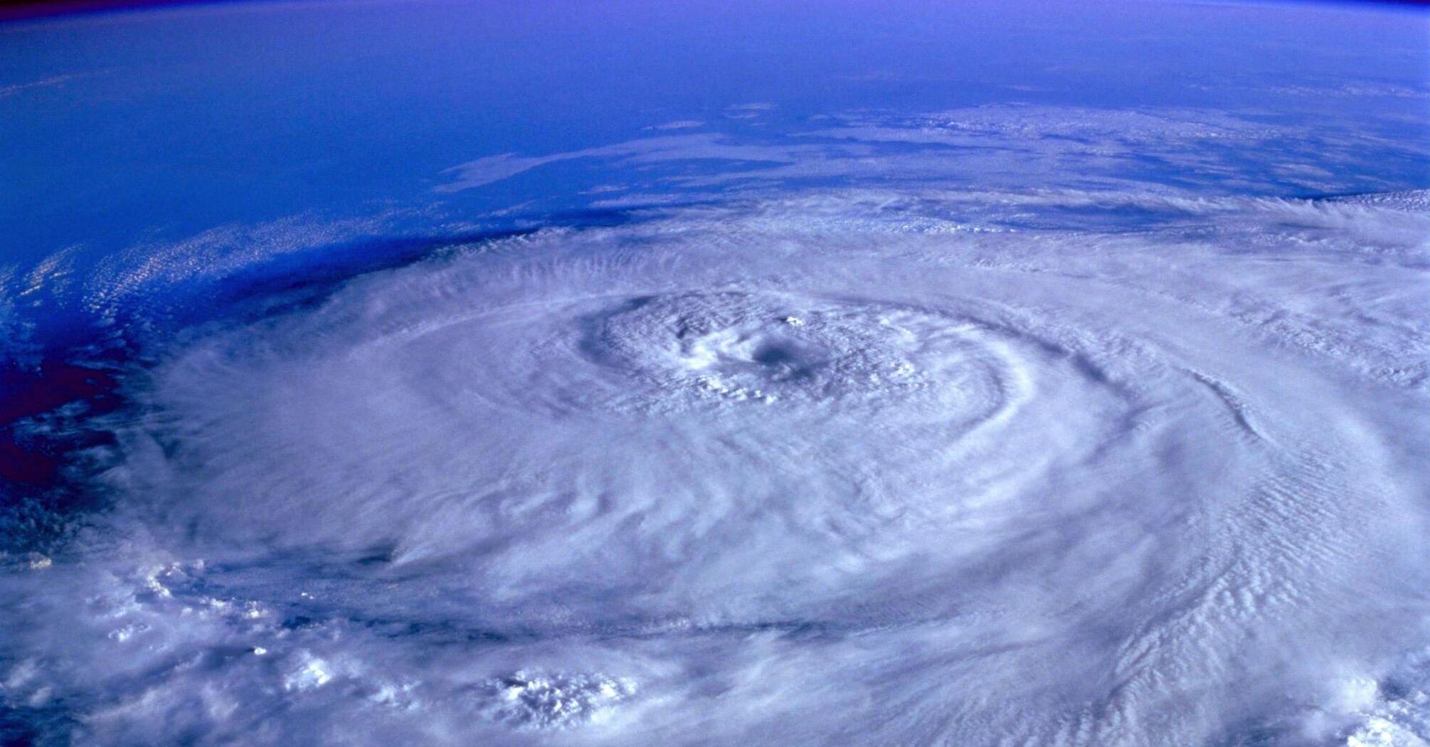 Satellite view of a massive hurricane over the ocean