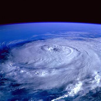 Satellite view of a massive hurricane over the ocean