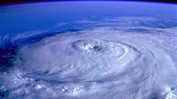 Satellite view of a massive hurricane over the ocean