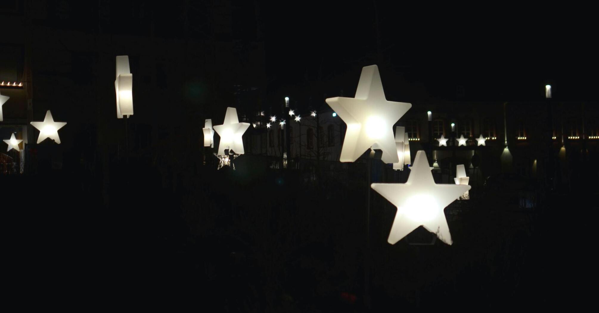 Festive LED star lights on Oxford Street