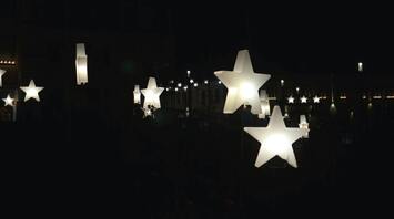 Festive LED star lights on Oxford Street