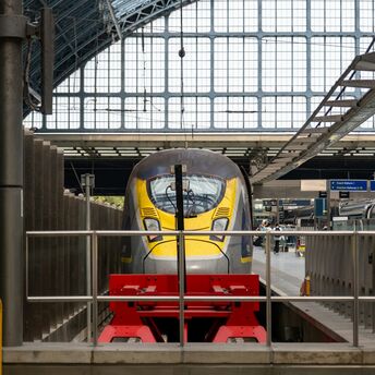 Eurostar train at a station platform