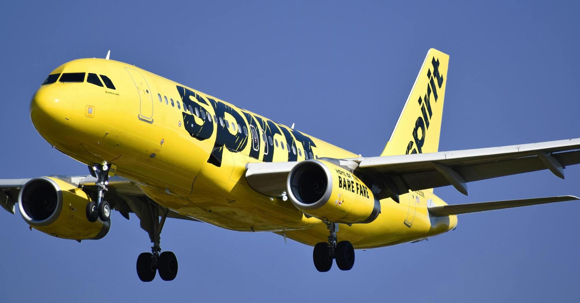 Spirit Airlines plane in flight