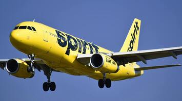 Spirit Airlines plane in flight