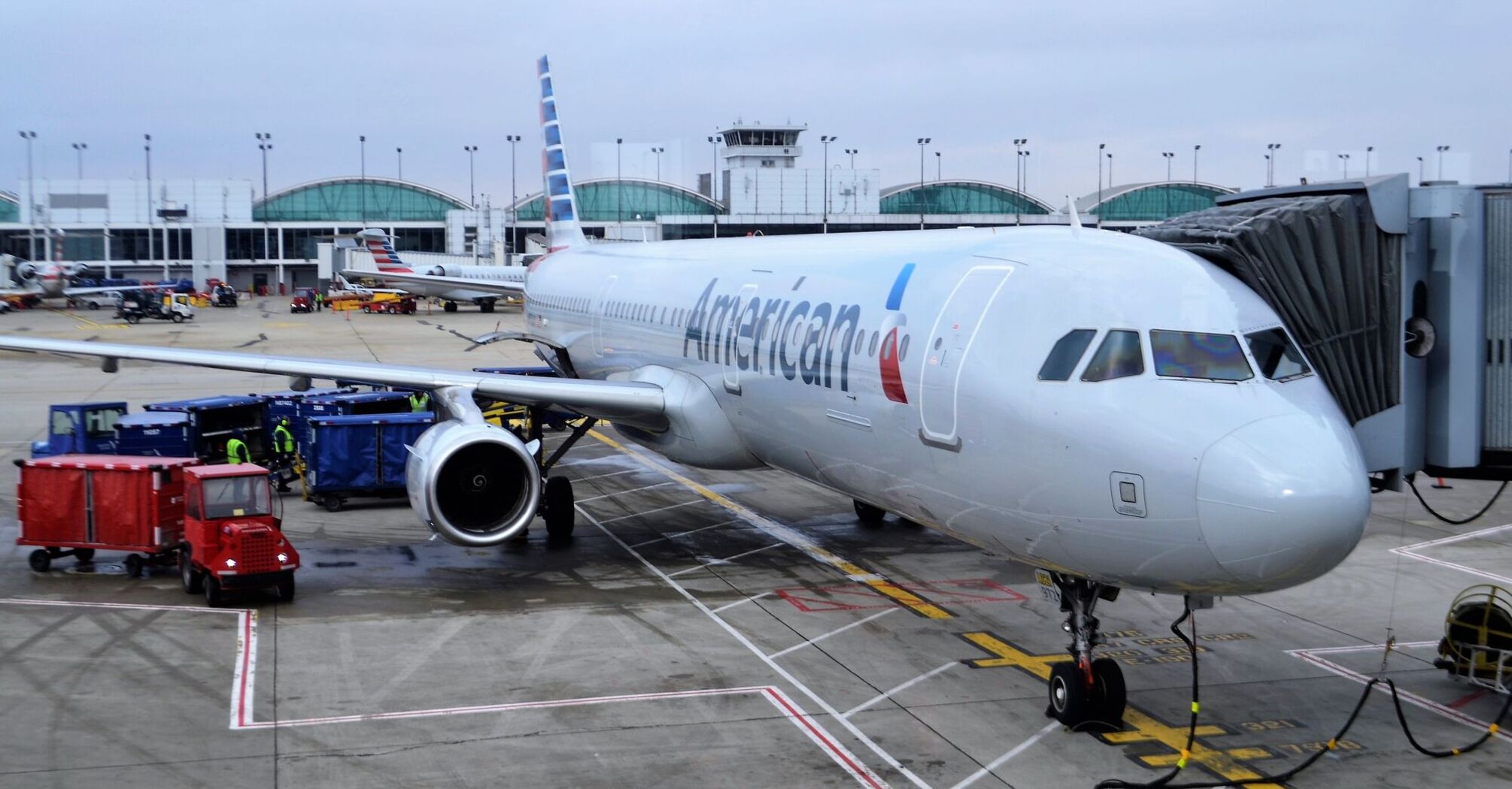 American Airlines plane parked at the gate