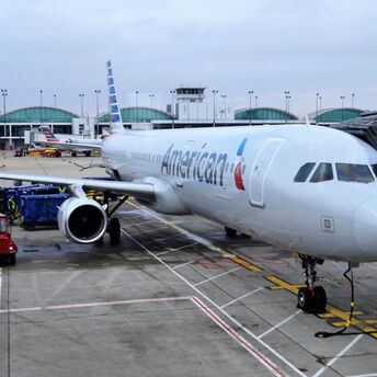 American Airlines plane parked at the gate