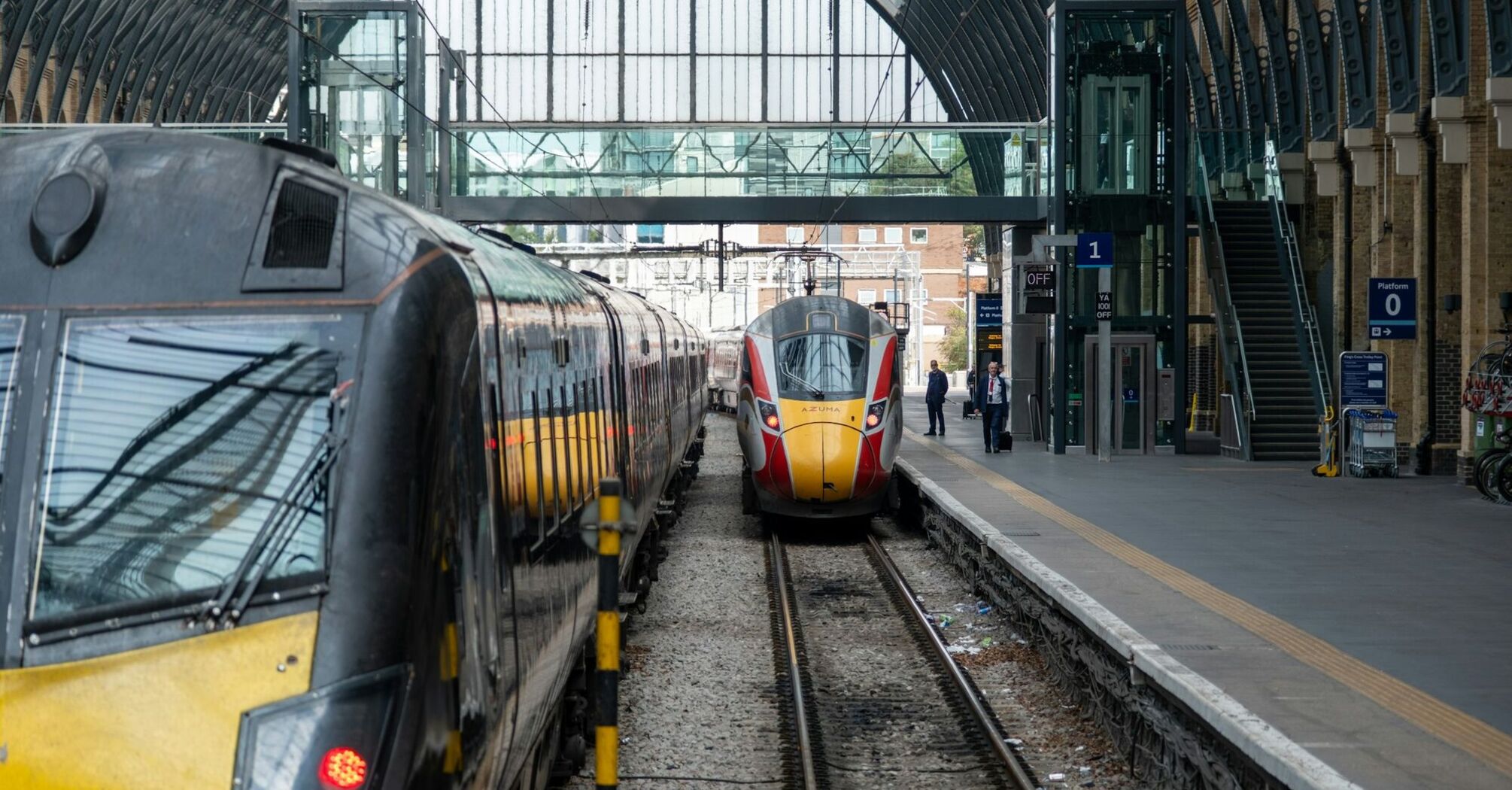 A modern train at a London railway station platform