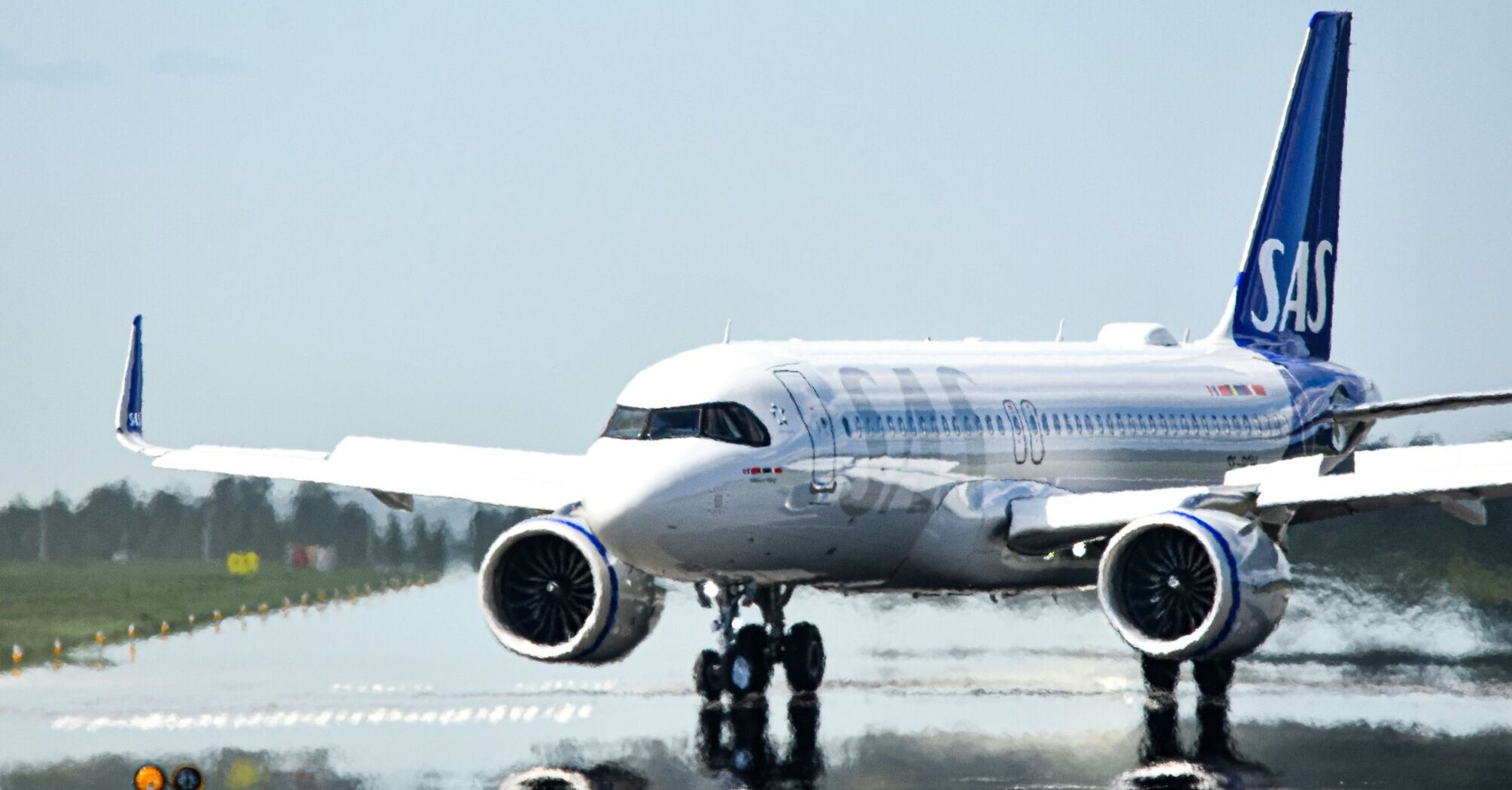 Scandinavian Airlines plane on the runway