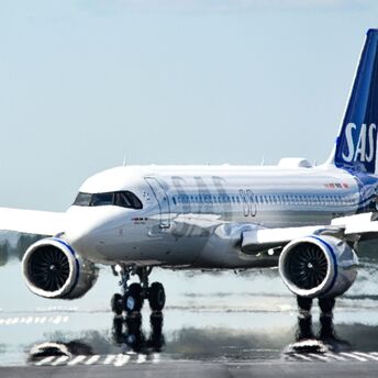Scandinavian Airlines plane on the runway