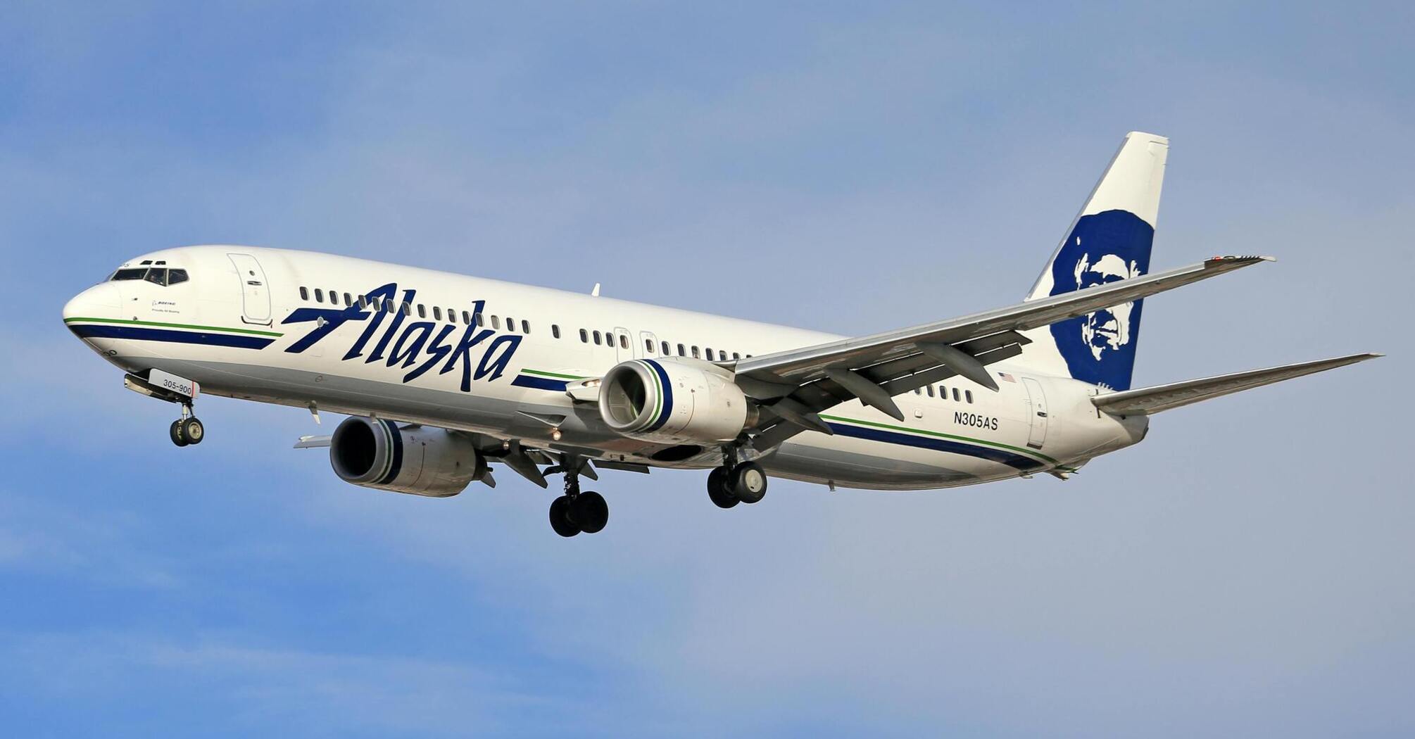 Alaska Airlines plane preparing to land