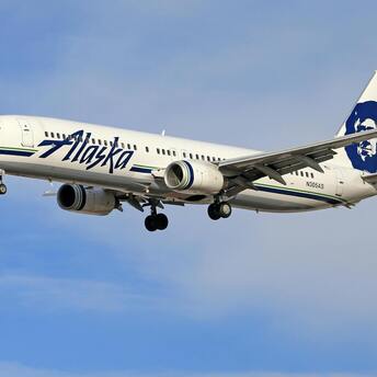Alaska Airlines plane preparing to land