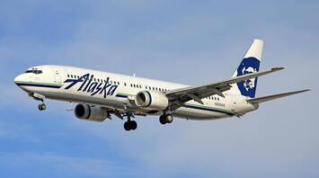 Alaska Airlines plane preparing to land