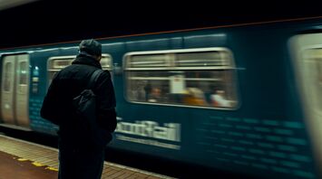 A person waiting on a platform as a ScotRail train speeds by