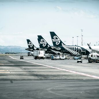 Air New Zealand planes parked at the airport