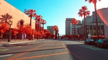 Downtown San Jose street with palm trees
