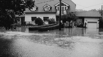 Flooded residential area with submerged streets