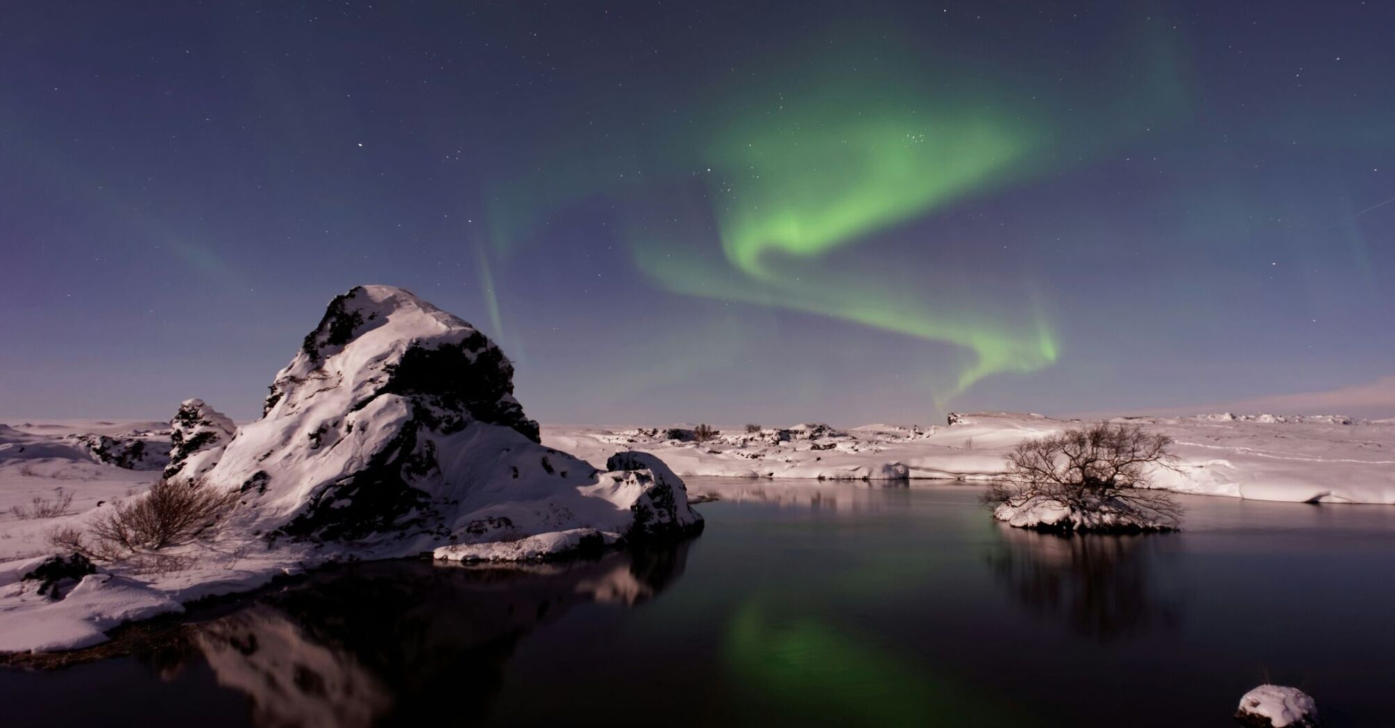 Iceland lake Northern Lights