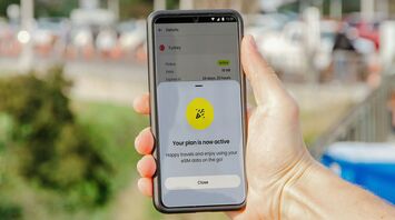 A smartphone screen showing an active eSIM data plan, highlighting internet connectivity for travelers