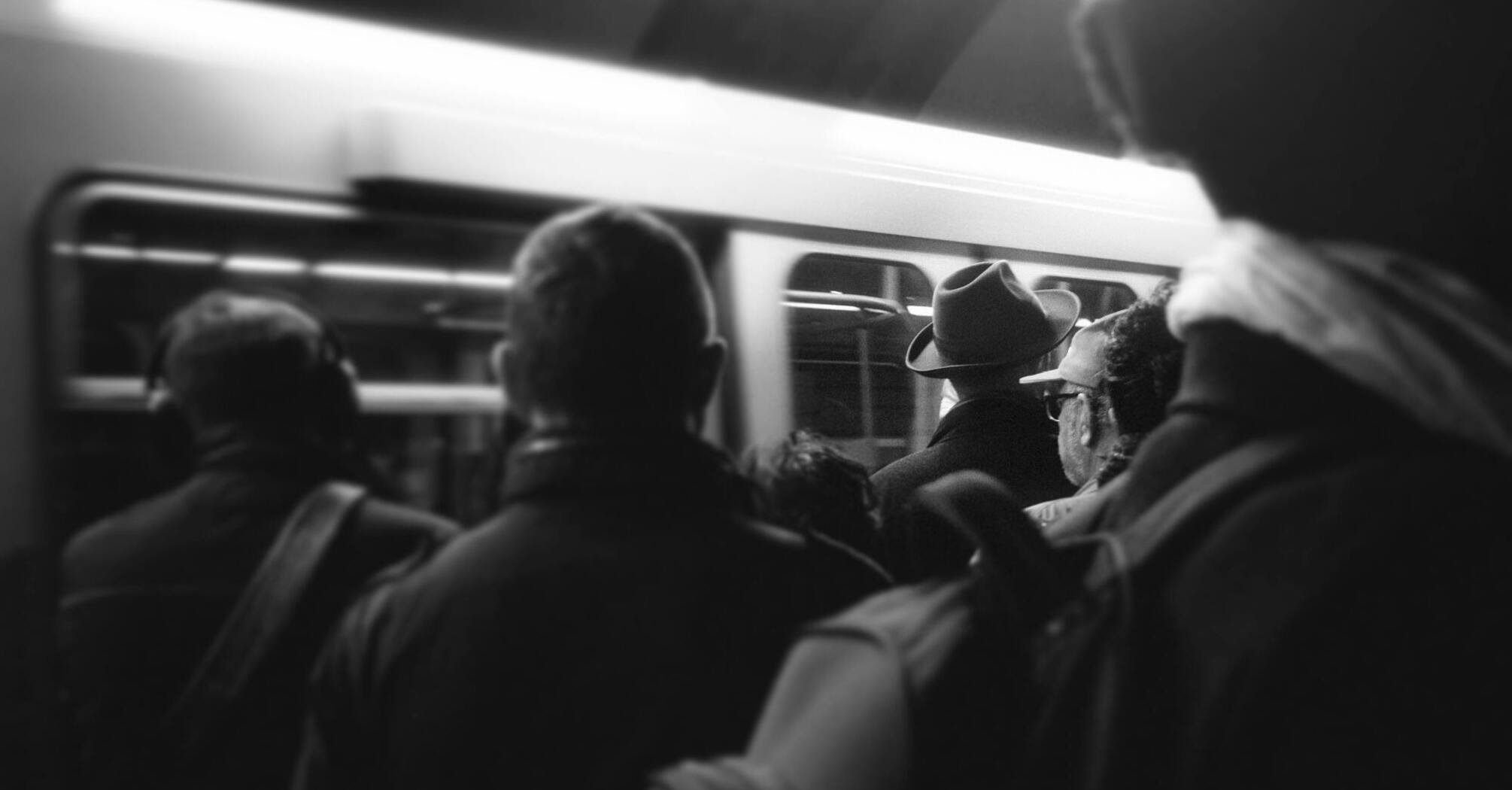 Crowd waiting in a subway station