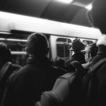 Crowd waiting in a subway station