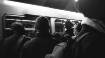 Crowd waiting in a subway station